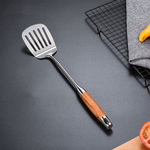 Transform Your Cooking Experience with Our 304 Stainless Steel Huali Wooden Spoon Kitchen Utensils