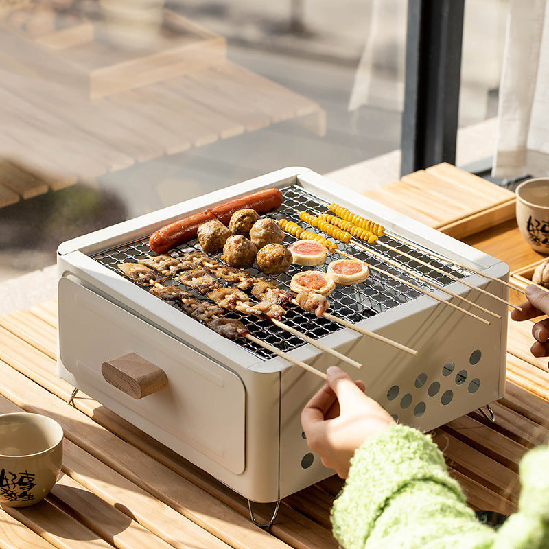 Square Outdoor Courtyard Charcoal Barbecue Grill