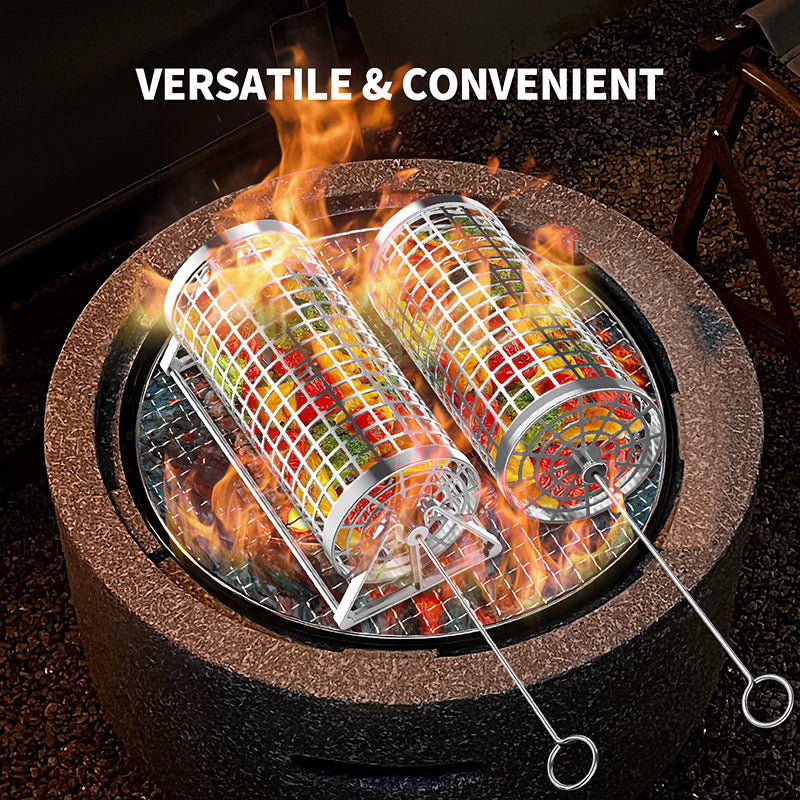 Portable Barbecue Net Rolling Grill