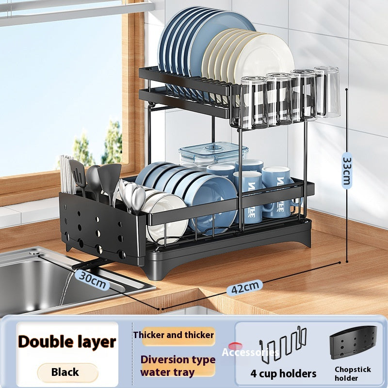 Kitchen Dish Tableware Flat Storage Rack