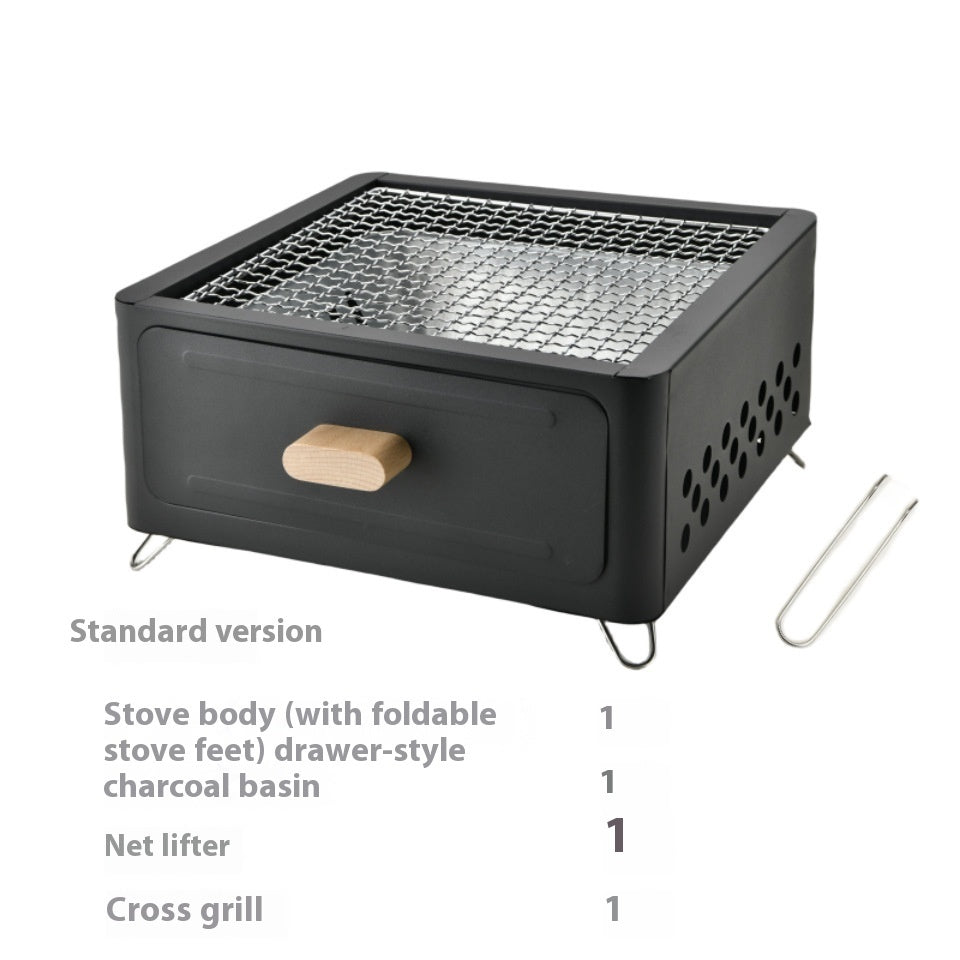 Square Outdoor Courtyard Charcoal Barbecue Grill