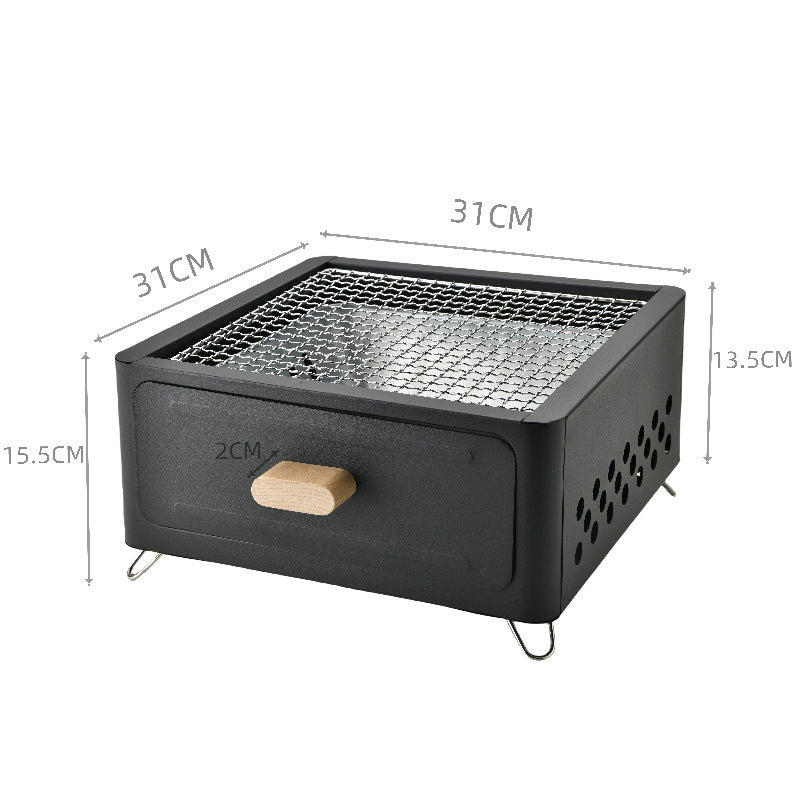 Square Outdoor Courtyard Charcoal Barbecue Grill