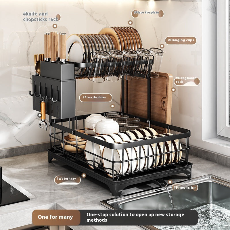 Self-draining Multi-functional Storage Rack