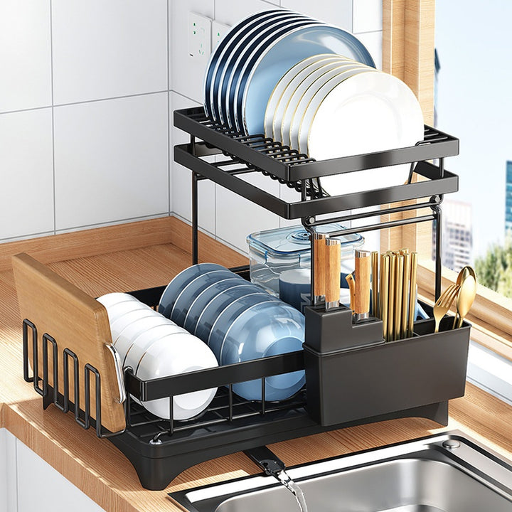 Kitchen Dish Tableware Flat Storage Rack
