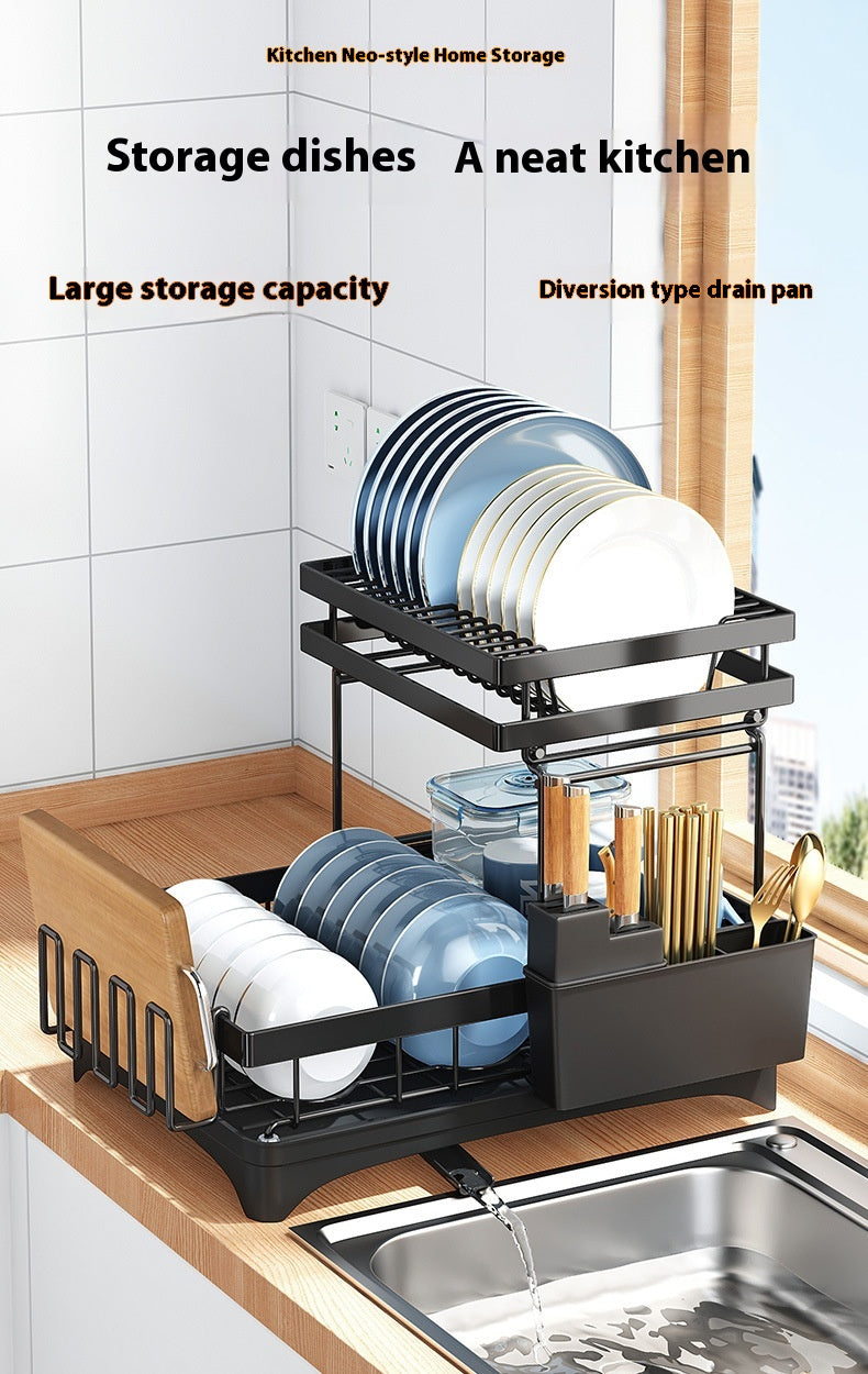 Kitchen Dish Tableware Flat Storage Rack