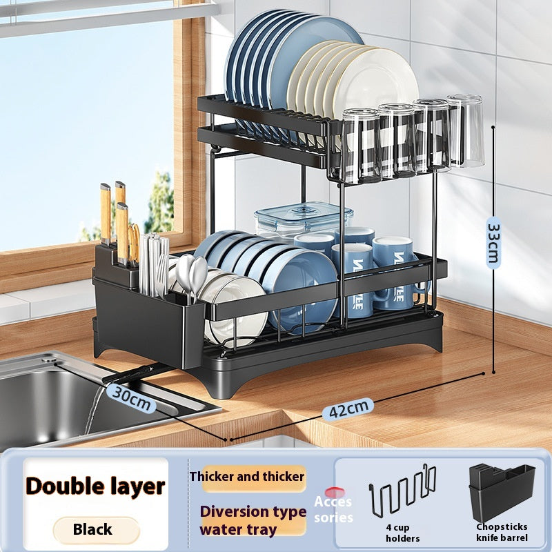 Kitchen Dish Tableware Flat Storage Rack